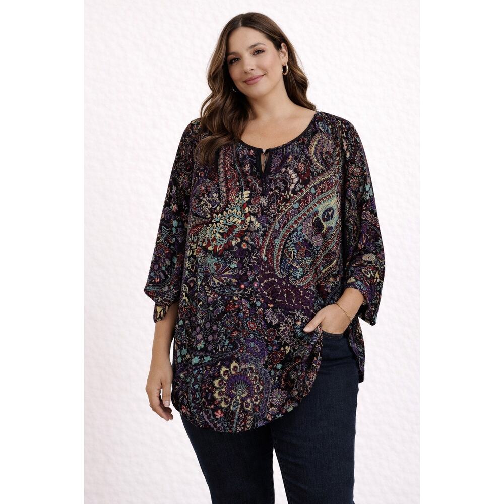 Yumi Kim Joey Purple Floral 100% Silk Blouse Boho Lightweight Flowy Womens Small